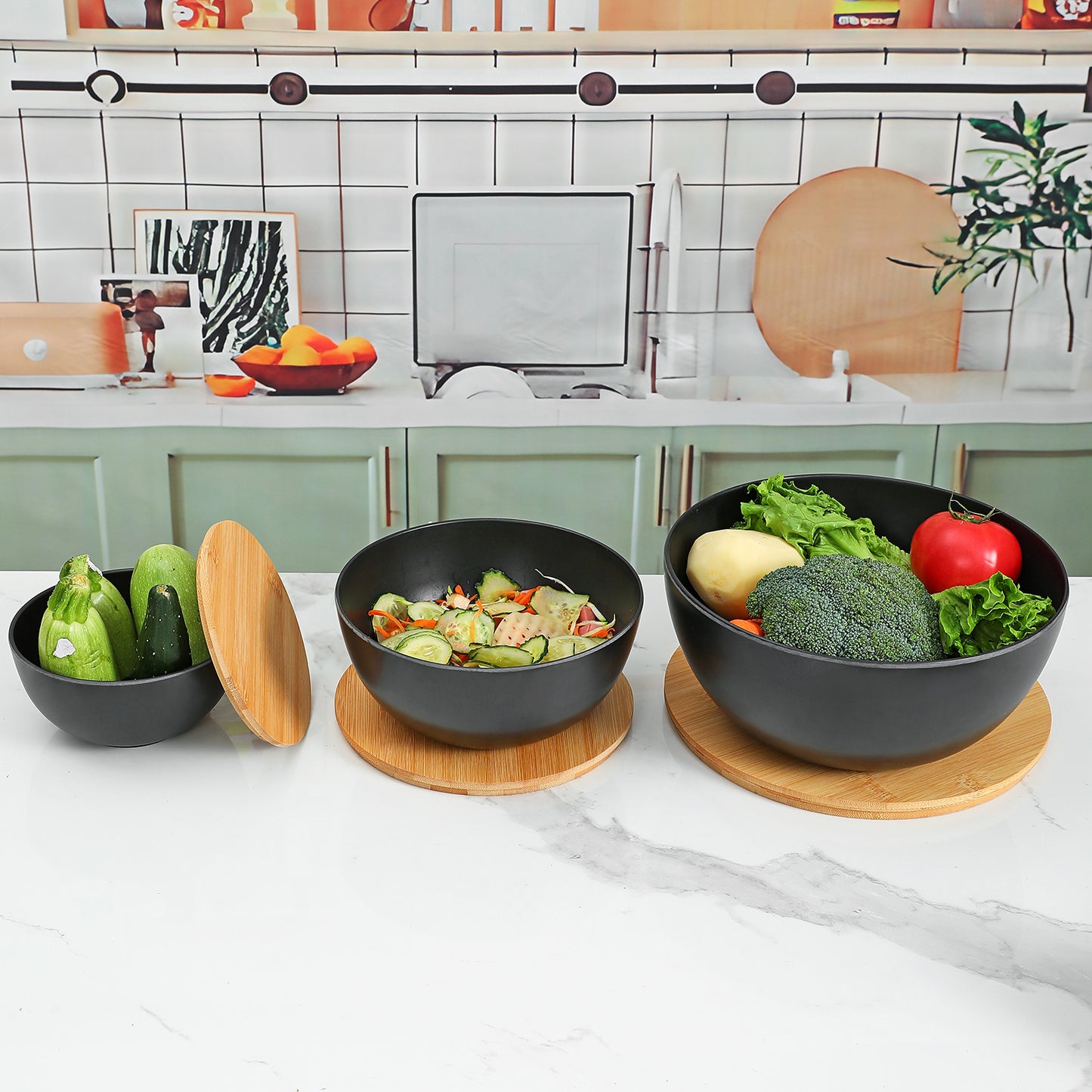 salad bow set for preparing salad