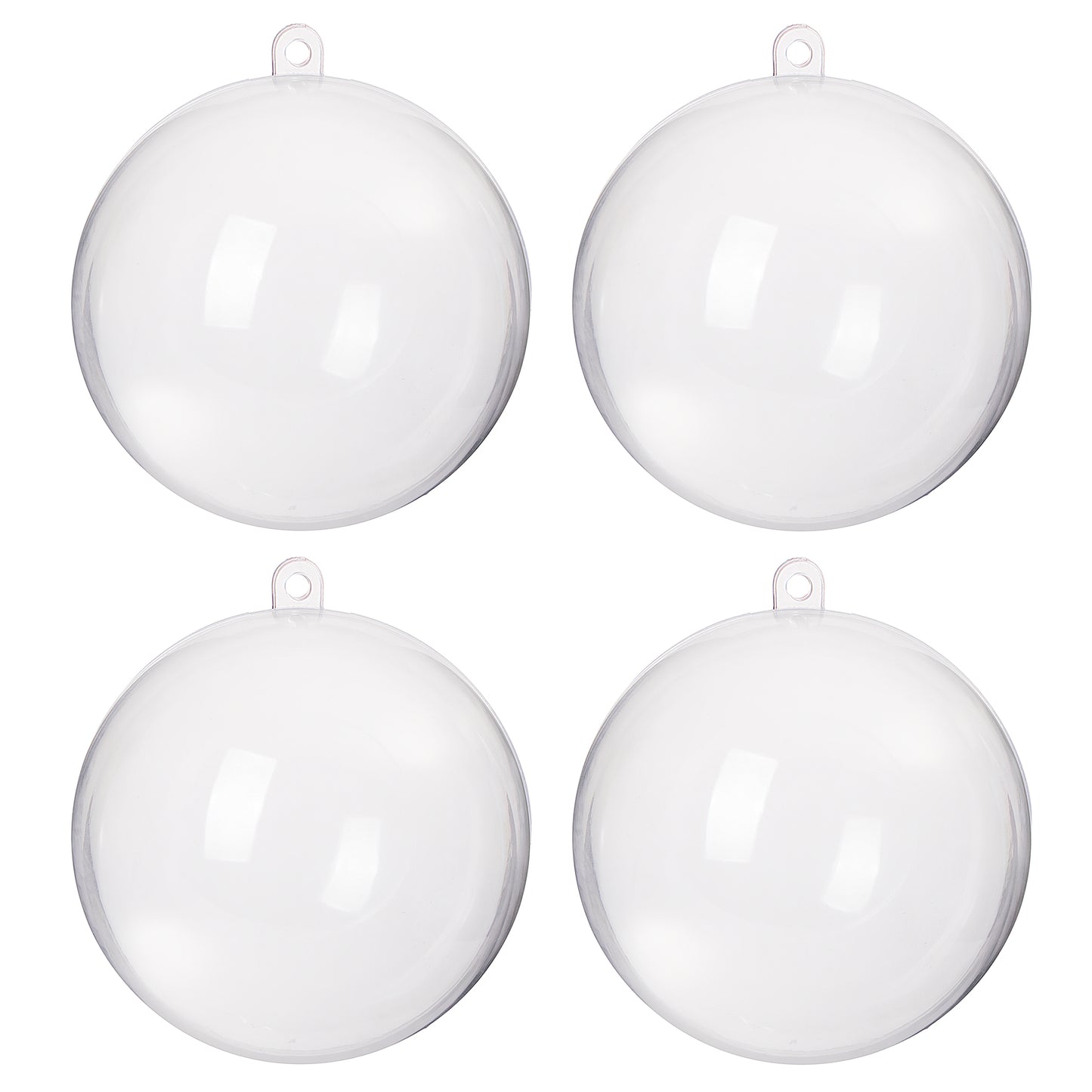 SPRINGOS 4" (10 cm) Clear Transparent ACRYLIC Plastic DIY Decoration Balls 4 pcs, Open and Close, Refillable.