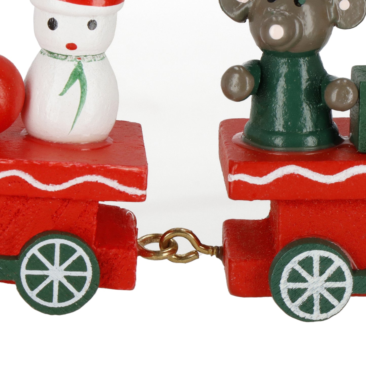 SPRINGOS Red Christmas Mini Wooden Train With Wagons. For Tabletop Ornament, Decoration, and Stocking Gifts. 2 Inches(5 cm) High, 8 Inches(21 cm) Long.