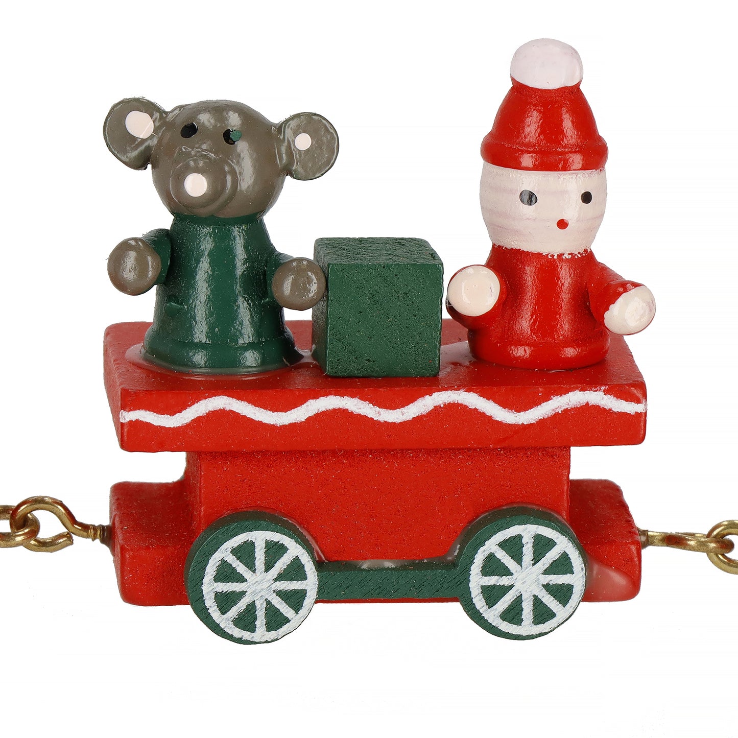 SPRINGOS Red Christmas Mini Wooden Train With Wagons. For Tabletop Ornament, Decoration, and Stocking Gifts. 2 Inches(5 cm) High, 8 Inches(21 cm) Long.