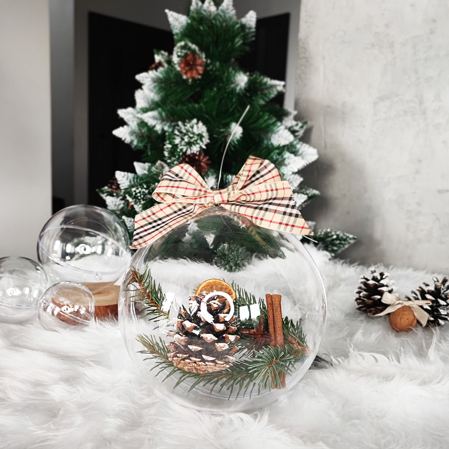 SPRINGOS 3.15" (8 cm) Clear Transparent ACRYLIC Plastic DIY Decoration Balls 6 pcs, Open and Close, Refillable.