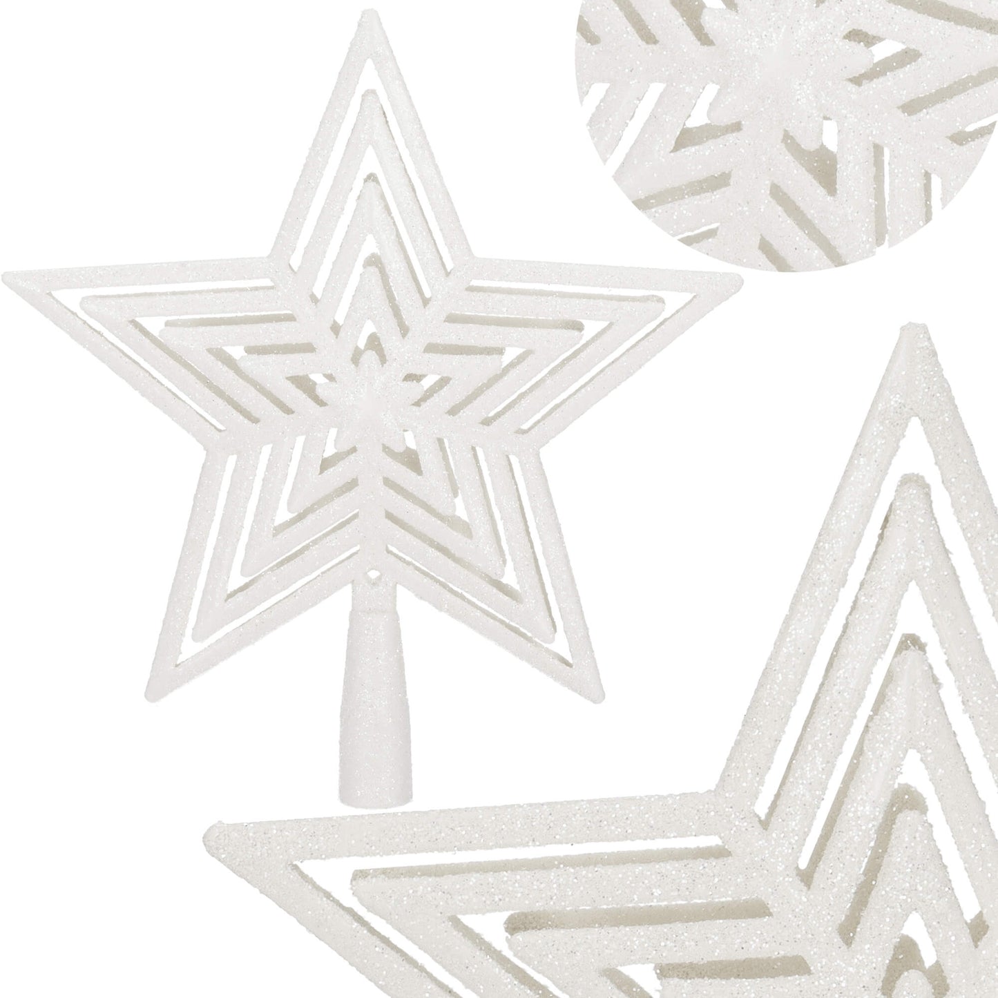 SPRINGOS Christmas Tree Top Star, White, Shatter-Proof, 9 Inches (22 cm) by 8 inches (20.05 cm).