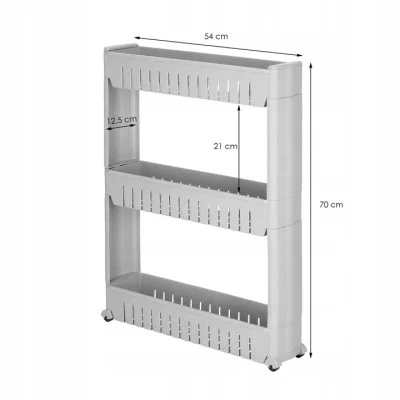 Rolling storage container with 3 shelves JIN-JACK HA1019 grey
