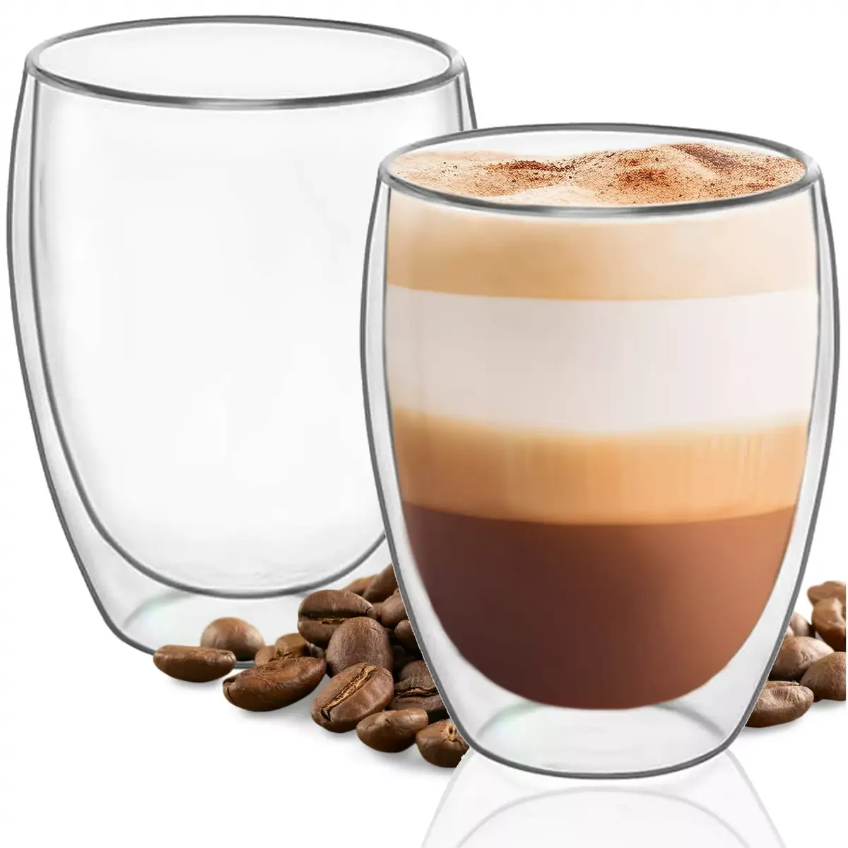 Glass mug JIN-JACK HA7348 350 ml — glass cup for hot and cold drinks