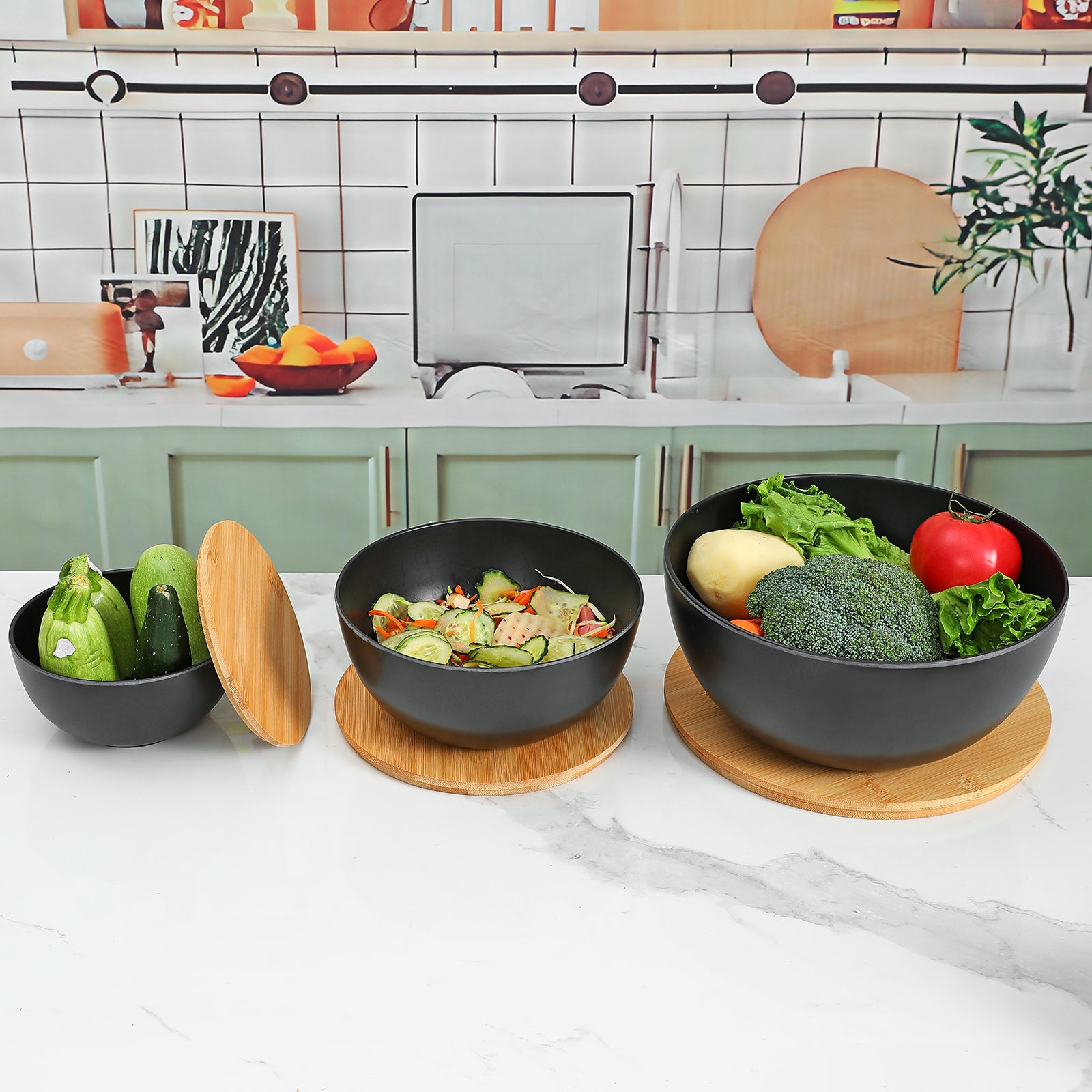 salad bow set for preparing salad
