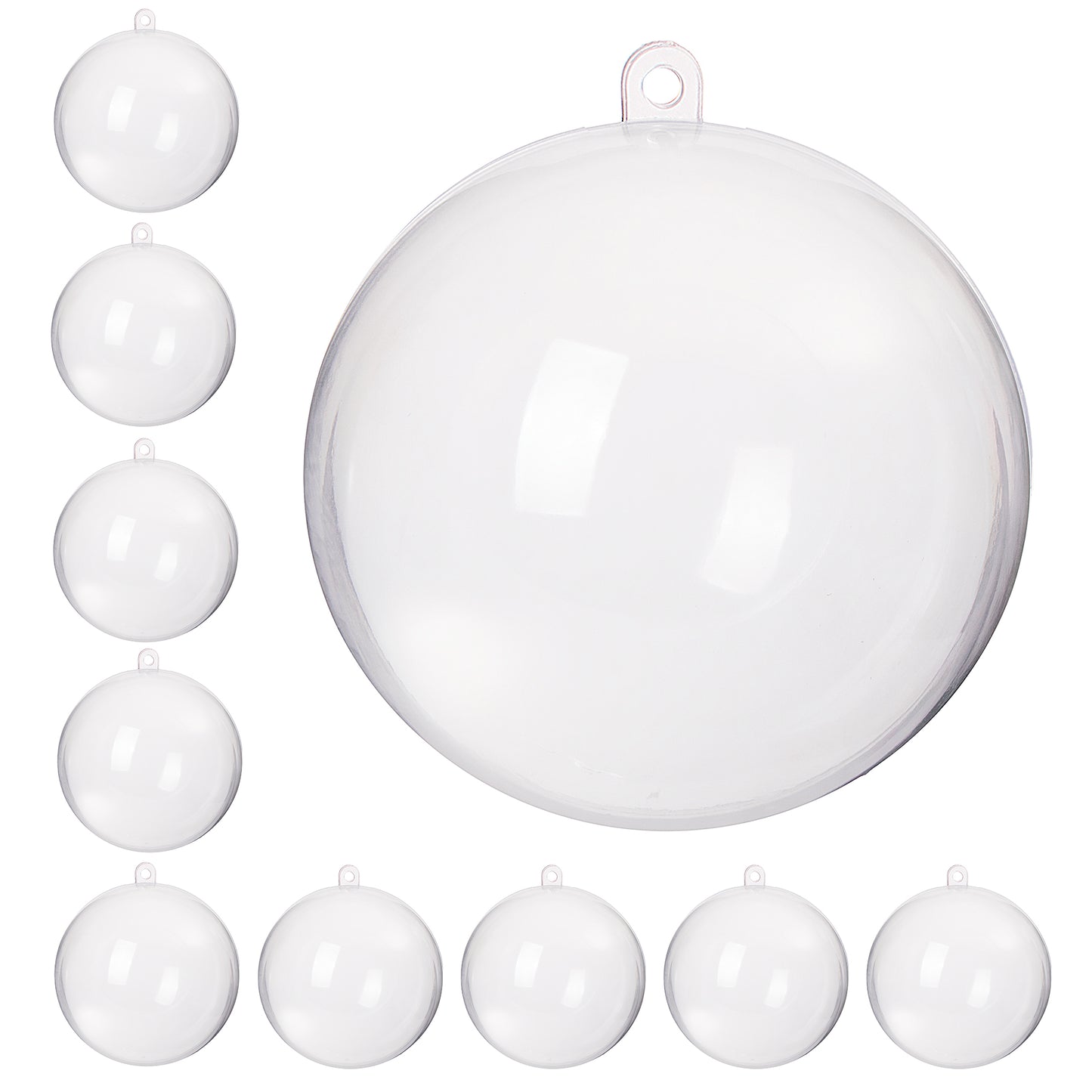 SPRINGOS 2.36" (6 cm) Clear Transparent ACRYLIC Plastic DIY Decoration Balls 10 pcs, Open and Close, Refillable.
