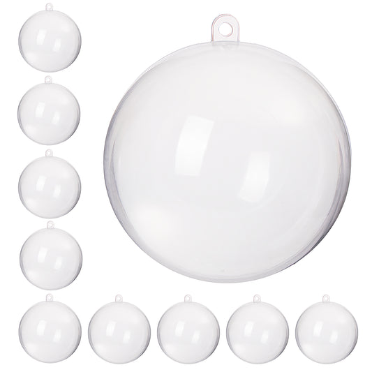 SPRINGOS 2.36" (6 cm) Clear Transparent ACRYLIC Plastic DIY Decoration Balls 10 pcs, Open and Close, Refillable.