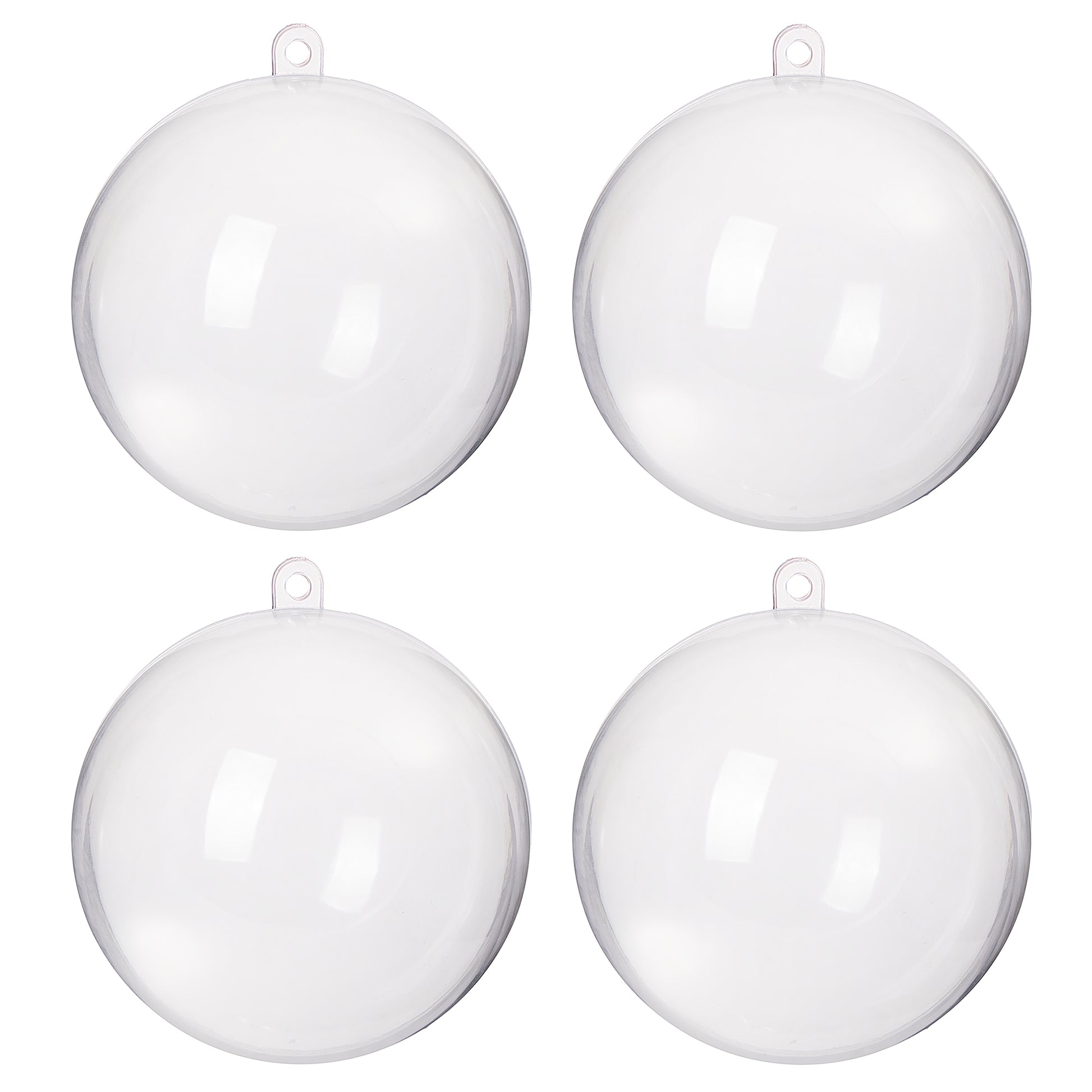 SPRINGOS 4" (10 cm) Clear Transparent ACRYLIC Plastic DIY Decoration Balls 4 pcs, Open and Close, Refillable.