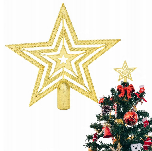 SPRINGOS Christmas Tree Top Star, Golden, Shatter-Proof, 6 Inches (15 cm) by 6 inches (15 cm).