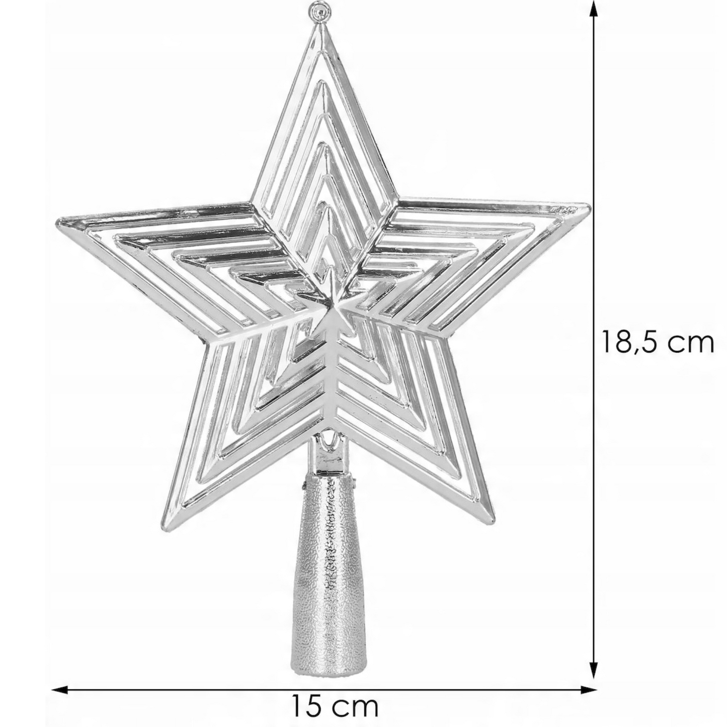 SPRINGOS Christmas Tree Top Star, Silver, Shatter-Proof, 7 Inches (18 cm) by 6 inches (15 cm).