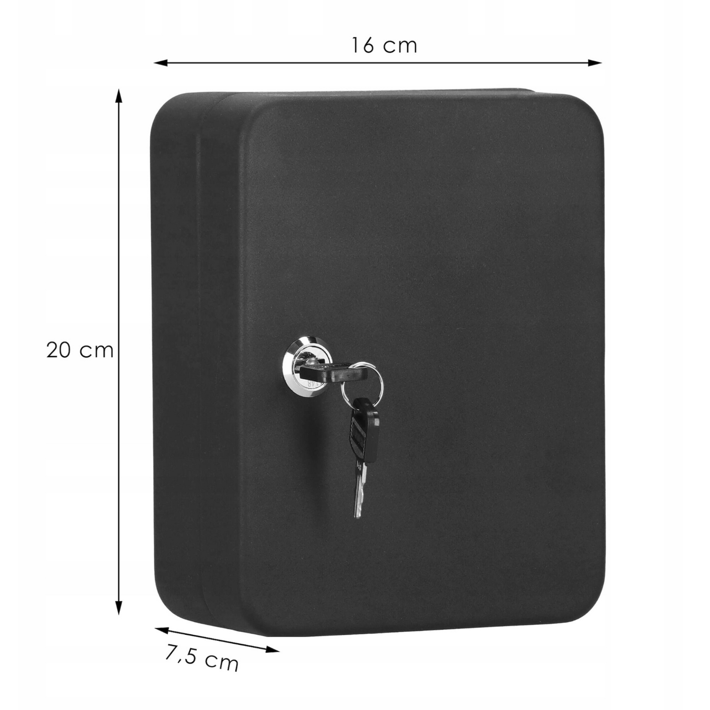 SPRINGOS® Key Box with 20 Keychains – Steel Wall-Mounted Organizer with Lock & Numbered Labels – Black.