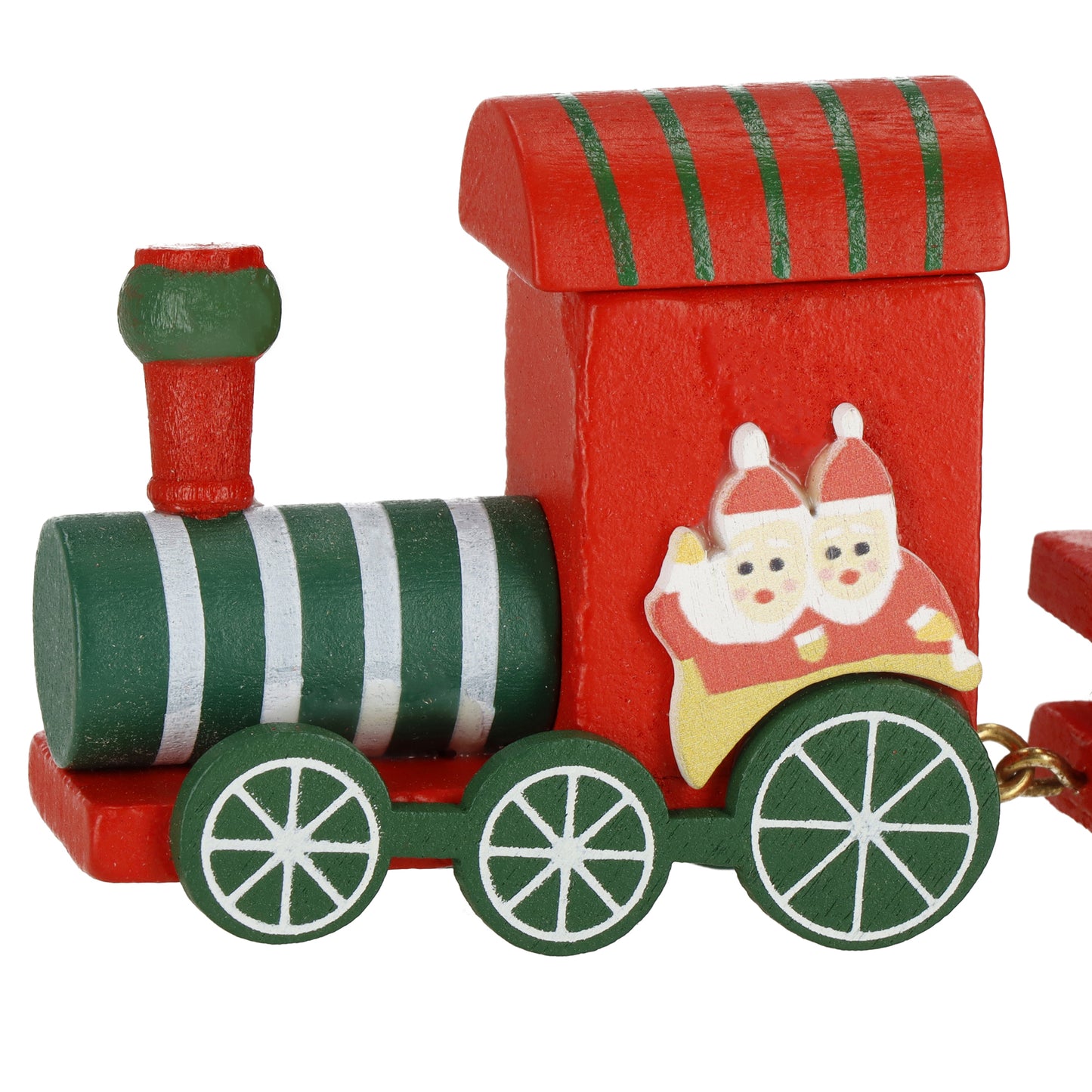 SPRINGOS Red Christmas Mini Wooden Train With Wagons. For Tabletop Ornament, Decoration, and Stocking Gifts. 2 Inches(5 cm) High, 8 Inches(21 cm) Long.