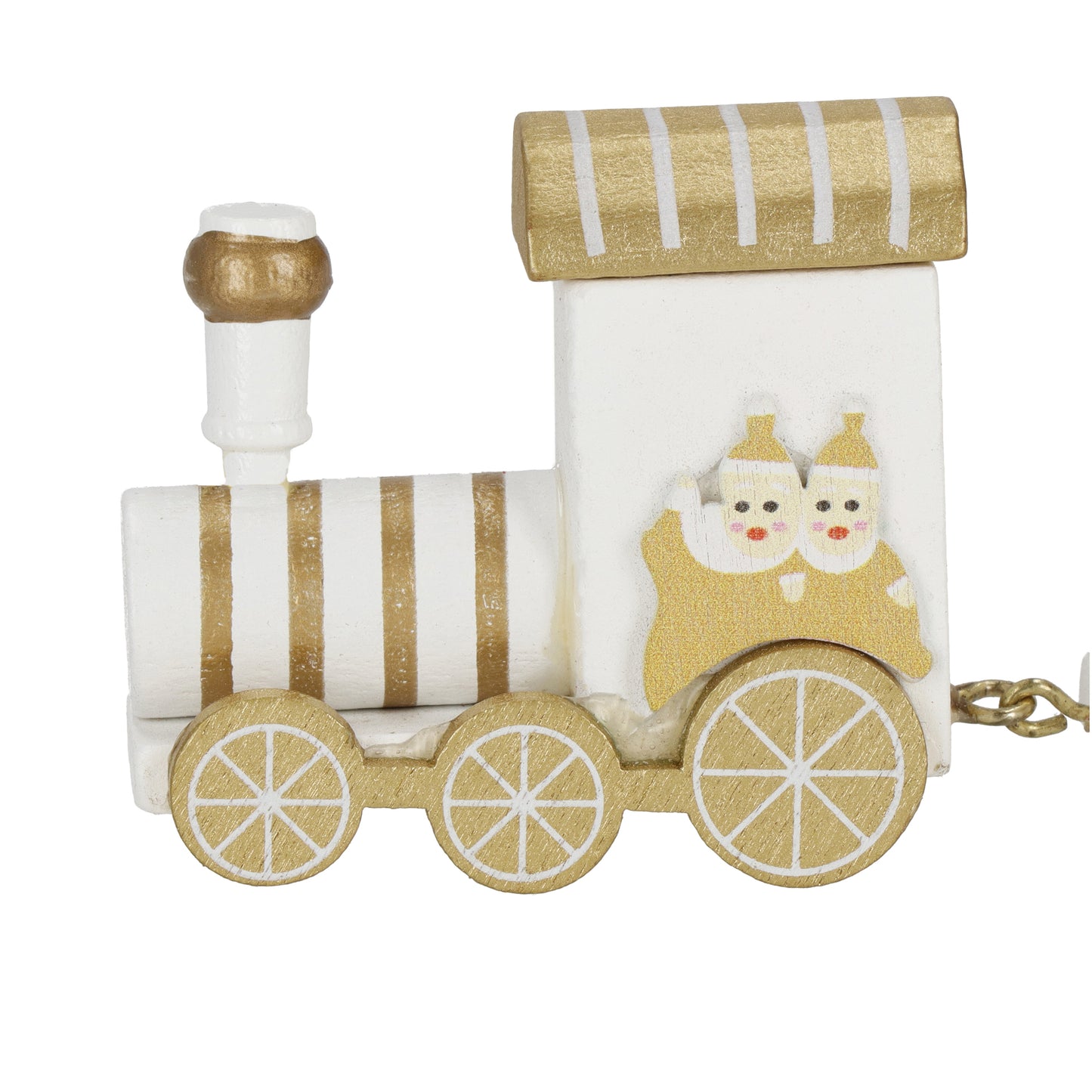 SPRINGOS White Christmas Mini Wooden Train With Wagons. For Tabletop Ornament, Decoration, and Stocking Gifts. 2 Inches(5 cm) High, 8 Inches(21 cm) Long.