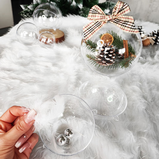 SPRINGOS 3.15" (8 cm) Clear Transparent ACRYLIC Plastic DIY Decoration Balls 6 pcs , Open and Close, Refillable.