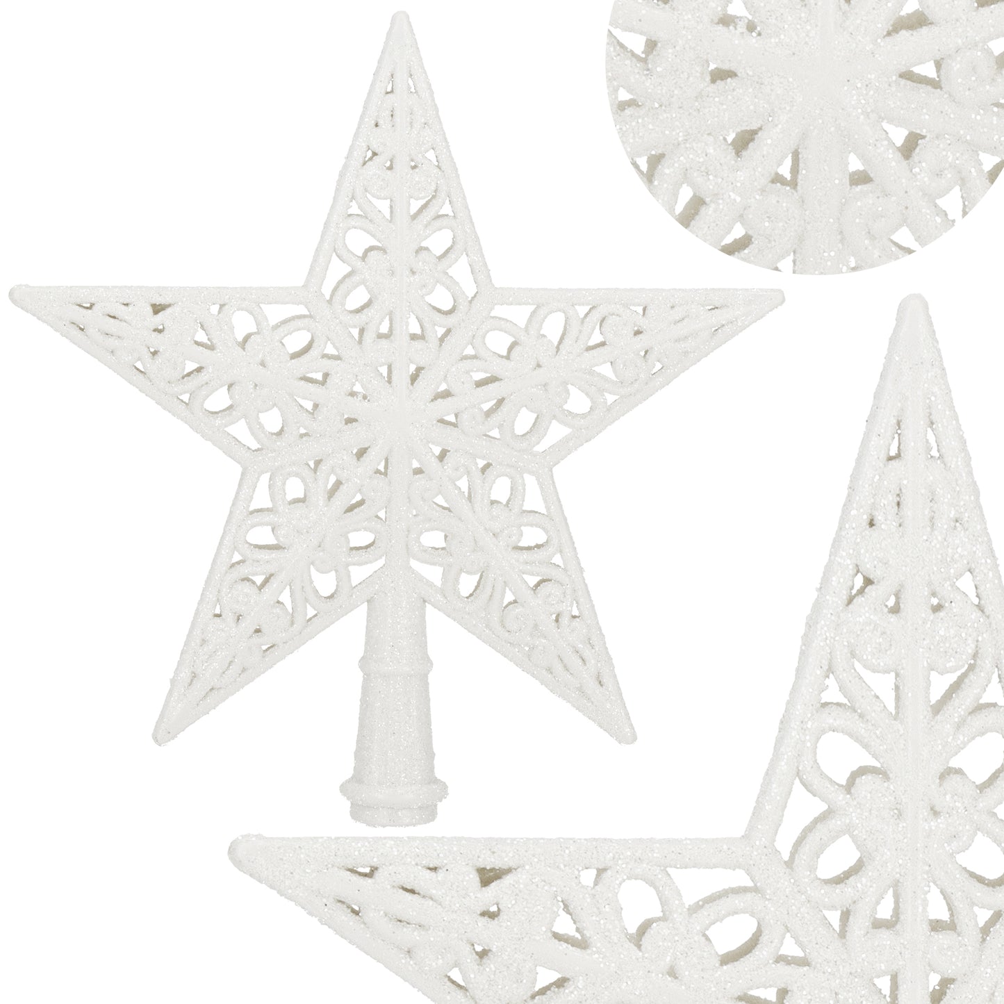 SPRINGOS Christmas Tree Top Star, White, Shatter-Proof, 9 Inches (22 cm) by 8 inches (20.05 cm).
