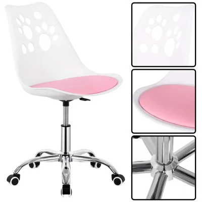 Children’s desk chair JIN-JACK PAWS HF0037, white and pink