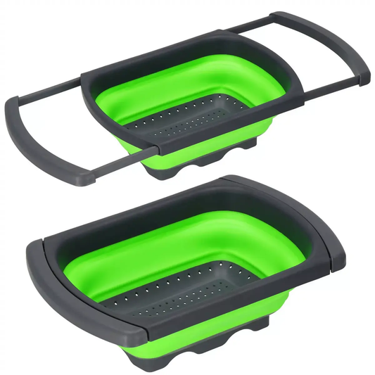 Foldable colander JIN-JACK HA5196 with handles — collapsible kitchen strainer for draining and rinsing