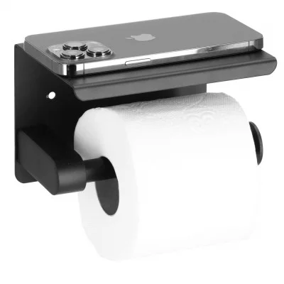 Black toilet paper holder with shelf JIN-JACK HA5152