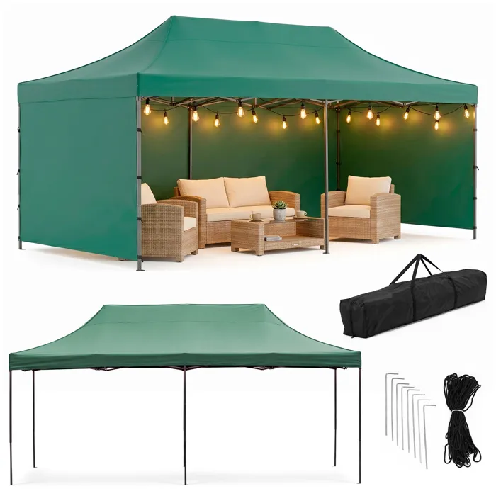 Folding gazebo - JIN-JACK - GP0007 - 3×6 m - corrosion-resistant steel - water-repellent 420D polyester