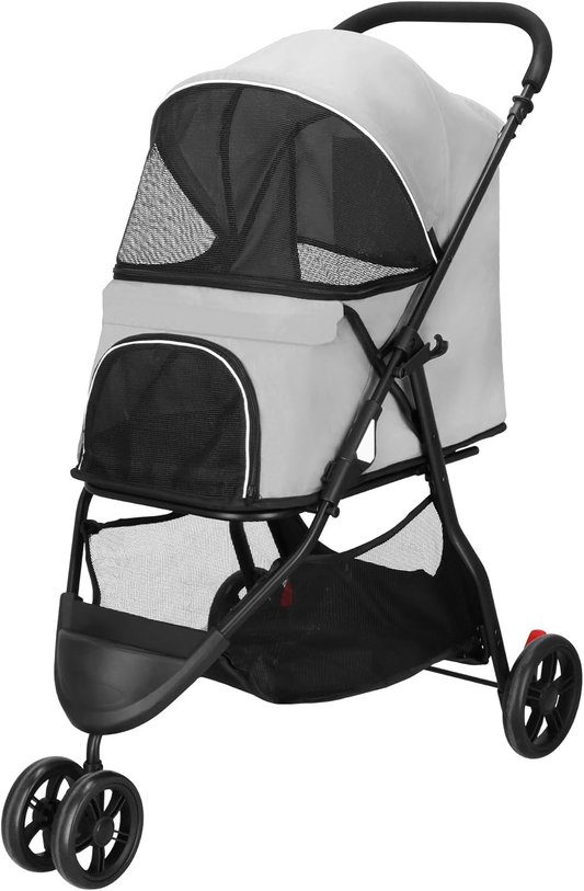 JIN-JACK Dog Carriage with Canopy, Trolley up to 15 kg, Buggy for Dogs, Size L, Net Window, Shelf for Groceries, Cats, Pet Transport Cart