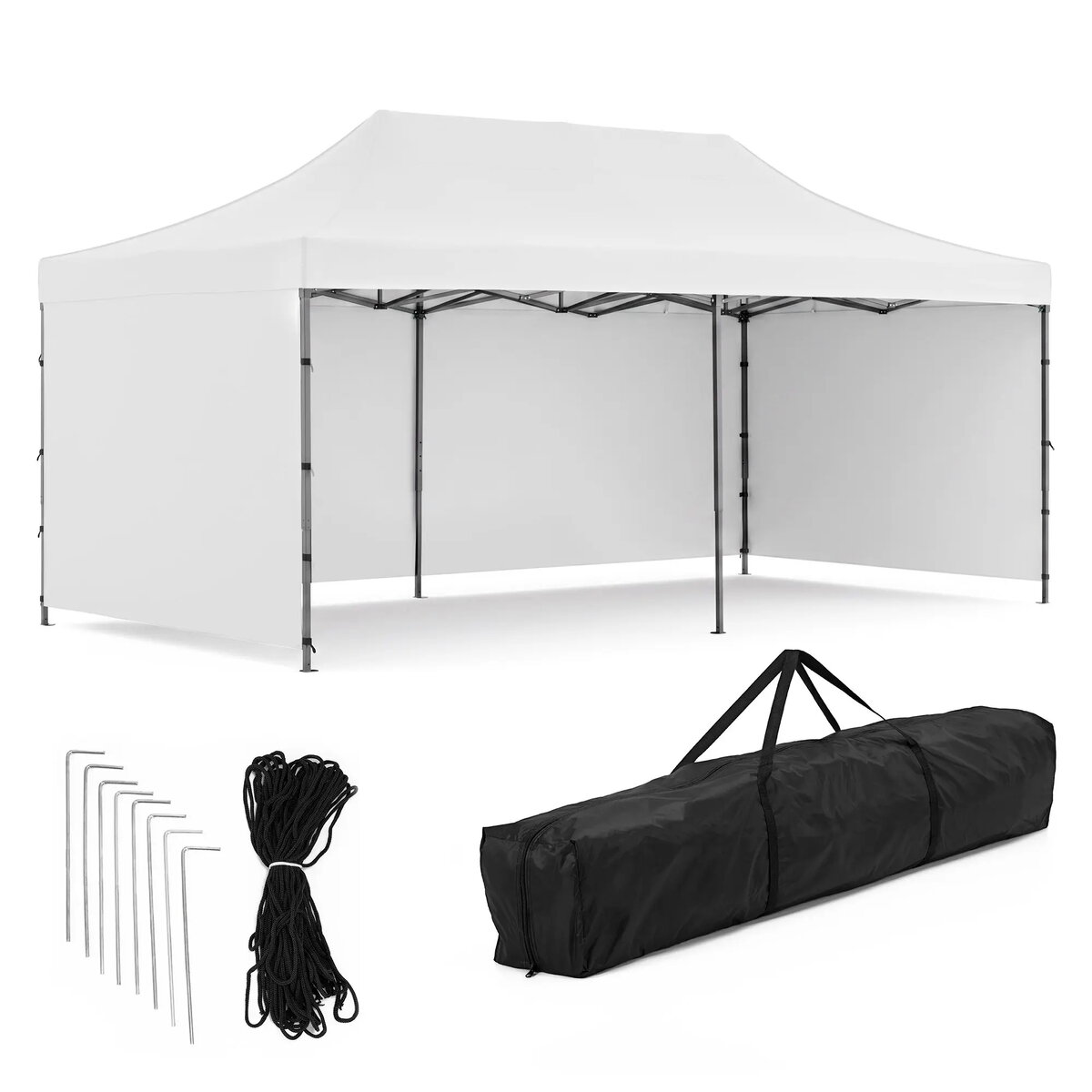 JIN-JACK Garden Tent 3x6 m, White, Steel Frame, Oxford 420D Polyester