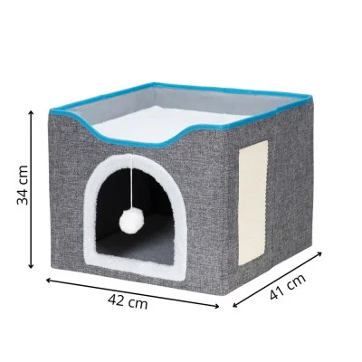 Cat House with Pom-Pom JIN-JACK PA1085 Grey