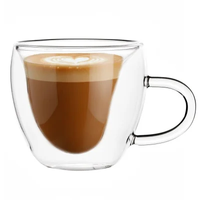 Glass coffee mug with a heart, 220 ml, JIN-JACK HA7575