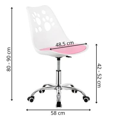 Children’s desk chair JIN-JACK PAWS HF0037, white and pink