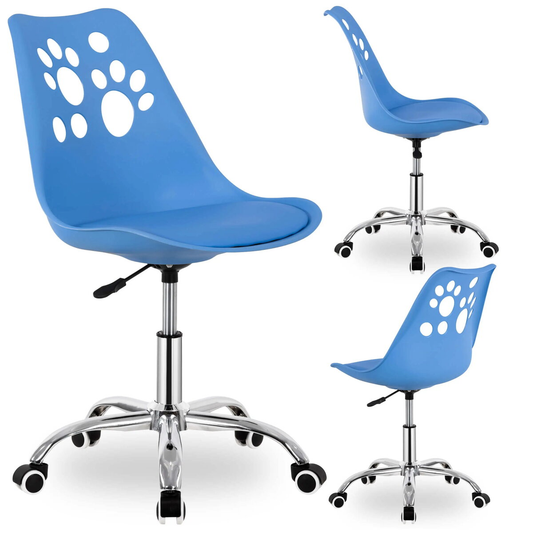 蓝色爪印儿童旋转椅多角度展示