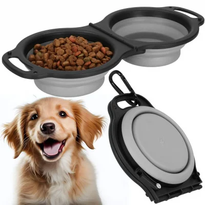 Foldable Duo Dog Bowl JIN-JACK PA0327 Grey