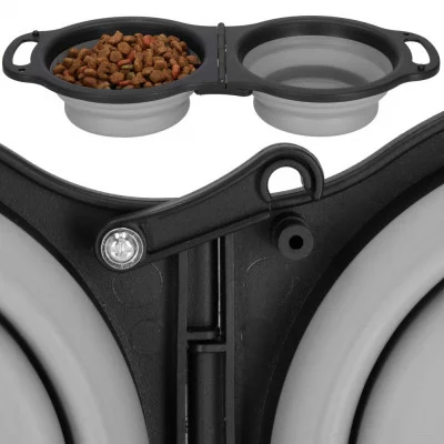 Foldable Duo Dog Bowl JIN-JACK PA0327 Grey