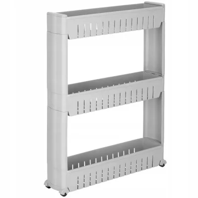 Rolling storage container with 3 shelves JIN-JACK HA1019 grey
