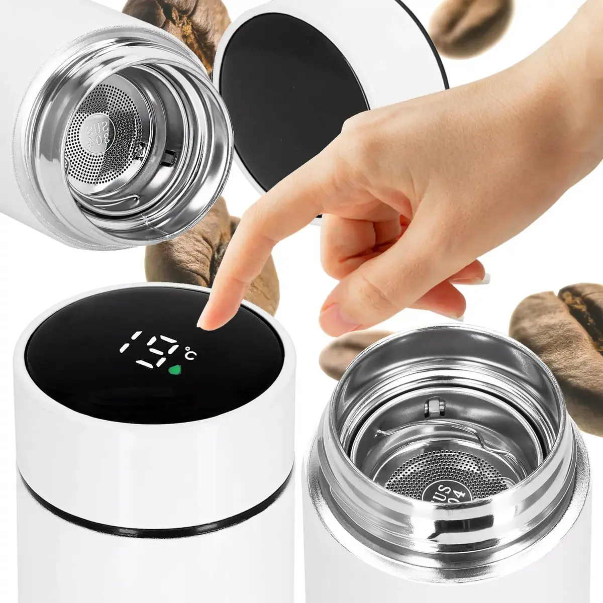 Thermos bottle JIN-JACK KI0128, 500 ml capacity, stainless steel vacuum flask