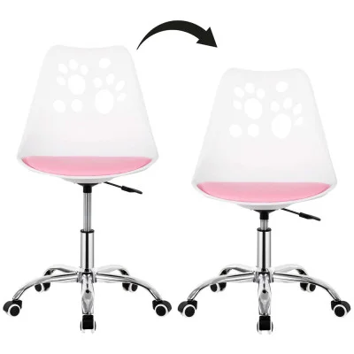 Children’s desk chair JIN-JACK PAWS HF0037, white and pink