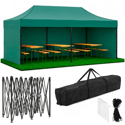 Folding gazebo - JIN-JACK - GP0007 - 3×6 m - corrosion-resistant steel - water-repellent 420D polyester