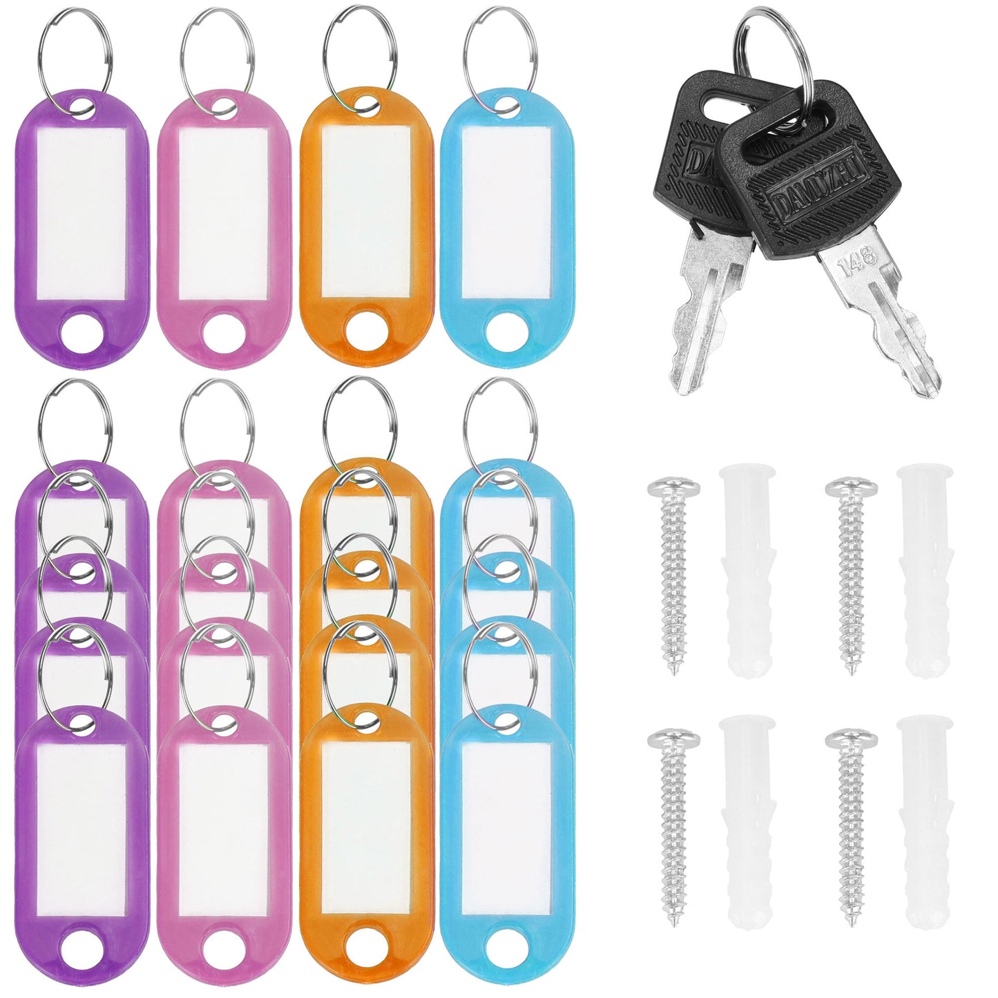 SPRINGOS® Key Box with 20 Keychains – Steel Wall-Mounted Organizer with Lock & Numbered Labels – Black.