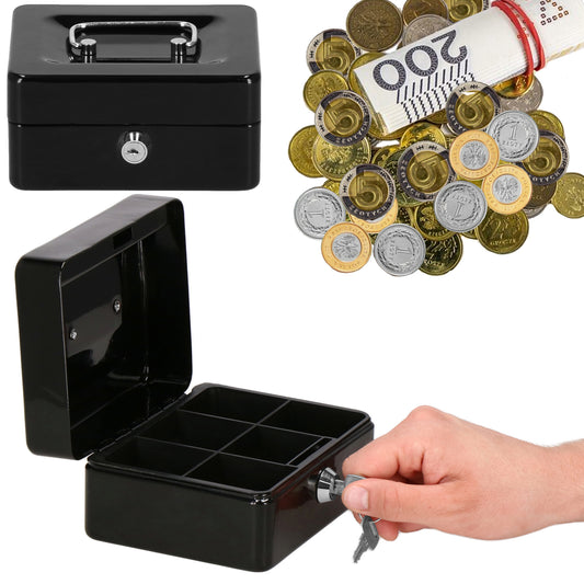 SPRINGOS® Metal Cash Box with Key Lock – 15x12x8 cm (5.91"x4.72"x3.15")
