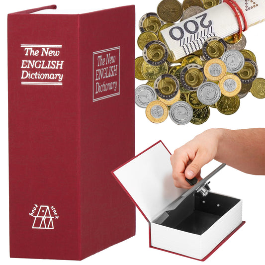 SPRINGOS® Book-Safe Metal Cash Box with Key Lock – Hidden Dictionary Safe