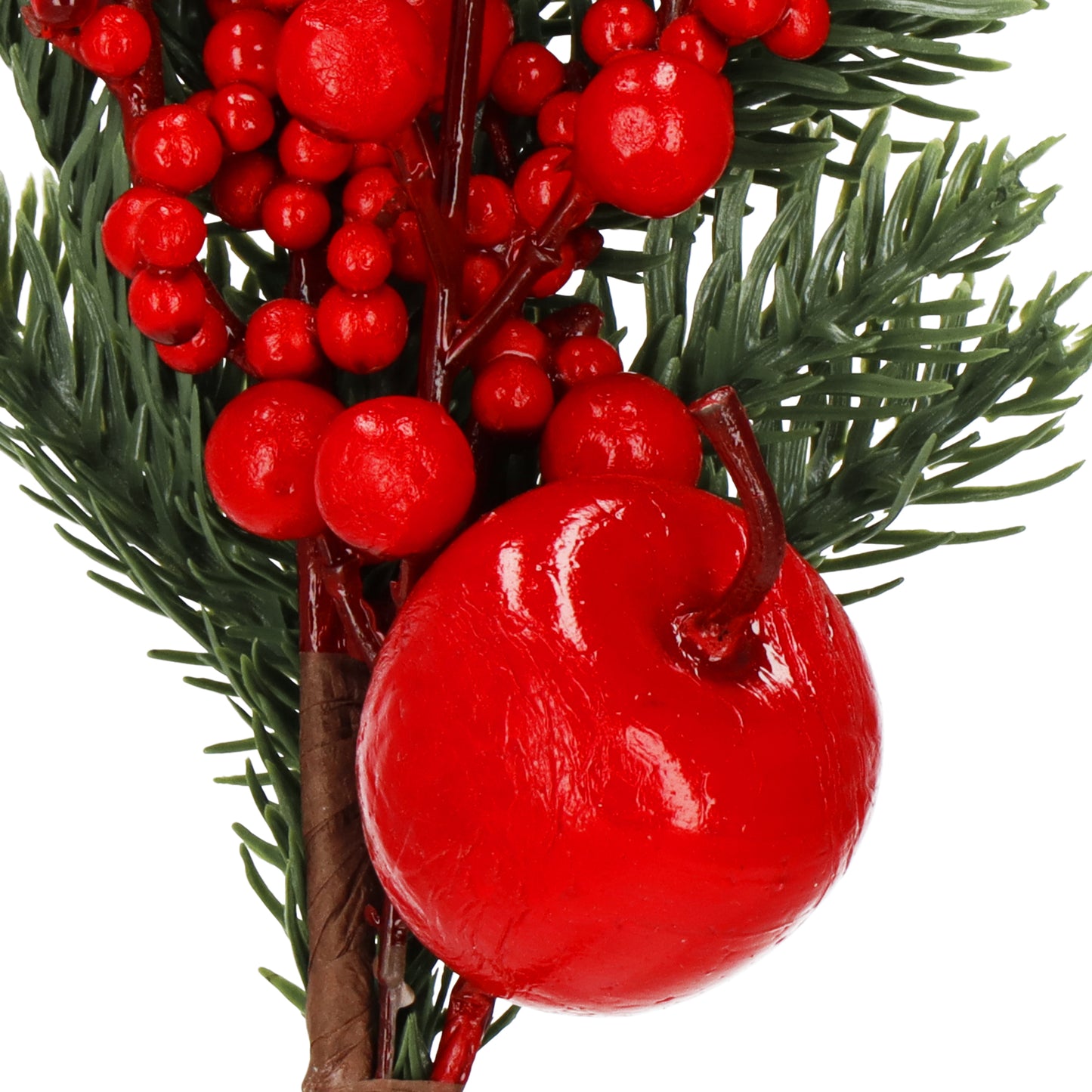 SPRINGOS Classic Mini Christmas Decoration Bouquet (Christmas tree branch + apple + hawthorn and rowan berries), Traditional And Symbolic, 3.5*12.6 inches (9*32 cm).