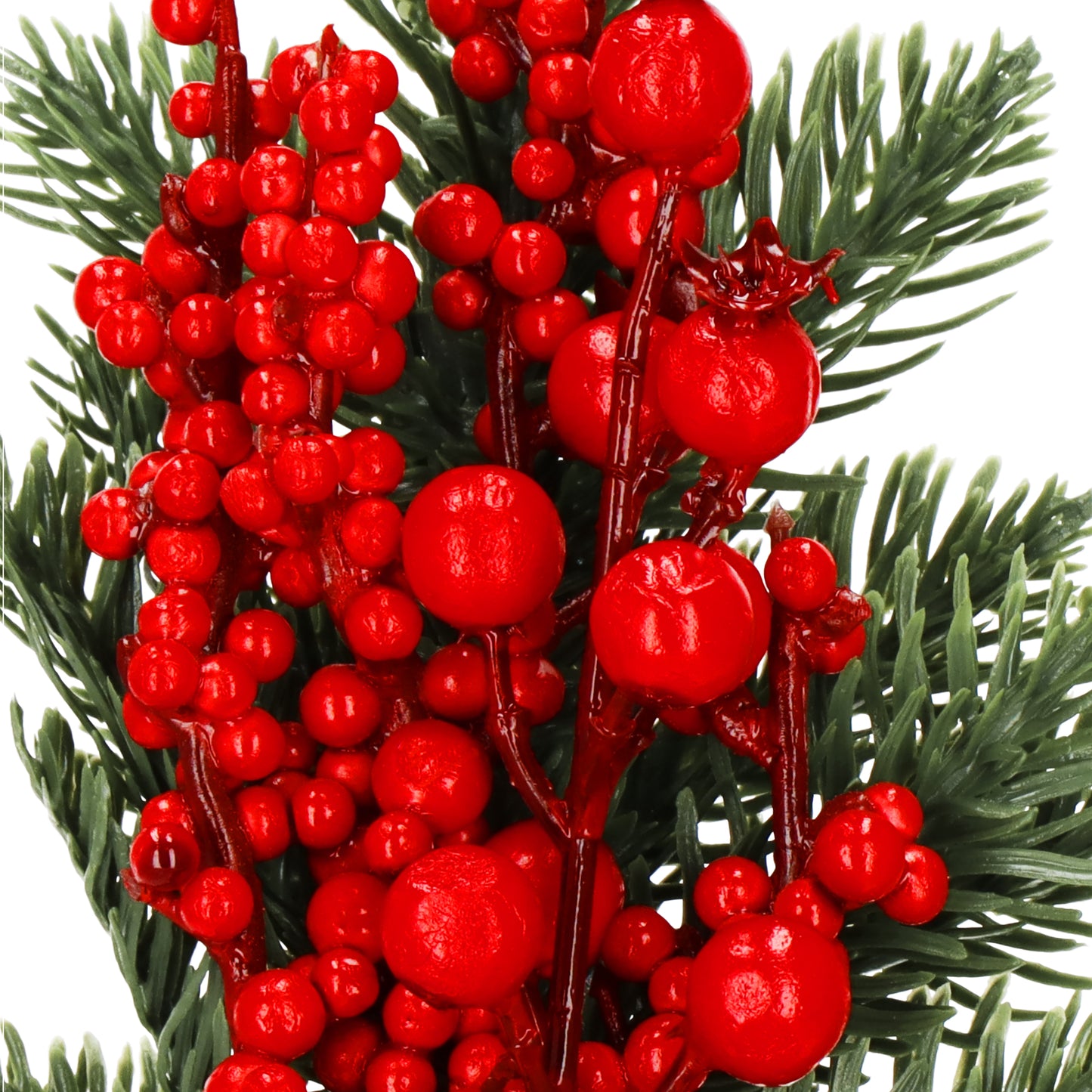 SPRINGOS Classic Mini Christmas Decoration Bouquet (Christmas tree branch + apple + hawthorn and rowan berries), Traditional And Symbolic, 3.5*12.6 inches (9*32 cm).