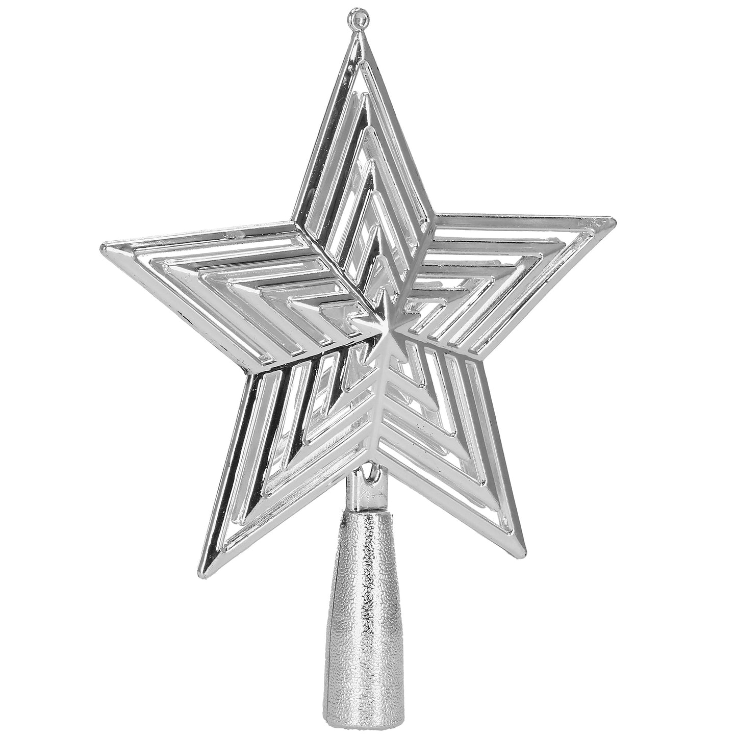 SPRINGOS Christmas Tree Top Star, Silver, Shatter-Proof, 7 Inches (18 cm) by 6 inches (15 cm).