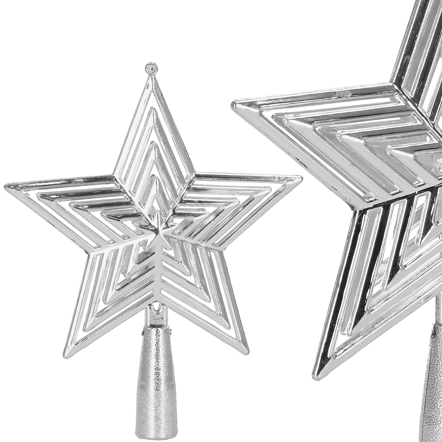 SPRINGOS Christmas Tree Top Star, Silver, Shatter-Proof, 7 Inches (18 cm) by 6 inches (15 cm).