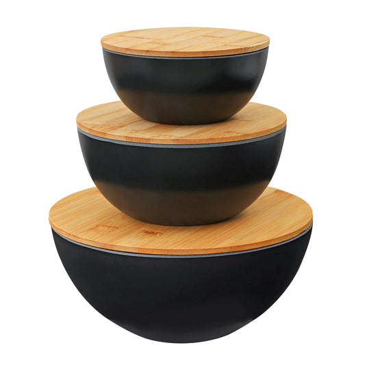 Jin-Jack sustainable salad bowl set with lids (3 bowls + 3 lids)
