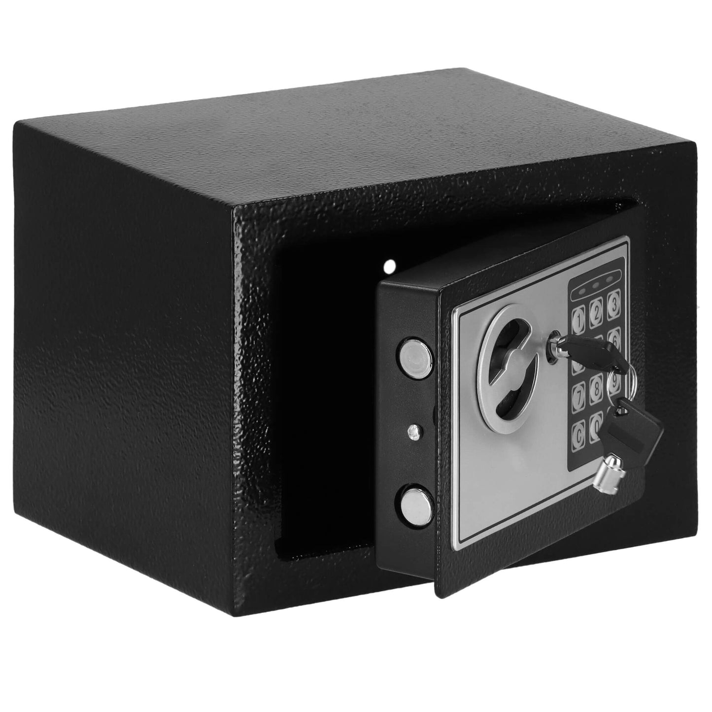 SPRINGOS Safe with Key and Numeric Code, 9 inches (width) x 6.7 inches (depth) x 6.7 inches (height), 23cm x 17cm x 17cm.