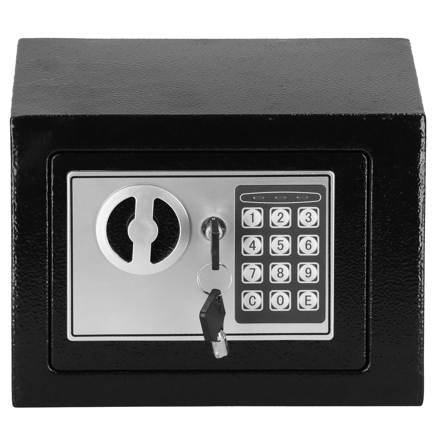 SPRINGOS Safe with Key and Numeric Code, 9 inches (width) x 6.7 inches (depth) x 6.7 inches (height), 23cm x 17cm x 17cm.