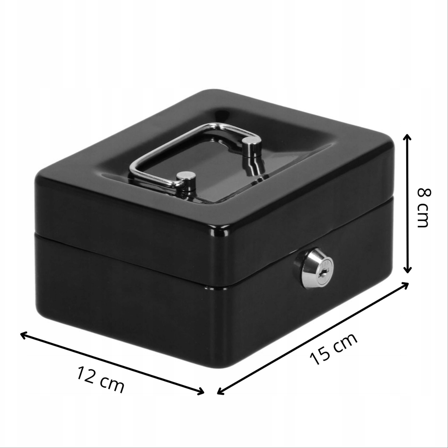 SPRINGOS® Metal Cash Box with Key Lock – 15x12x8 cm (5.91"x4.72"x3.15")