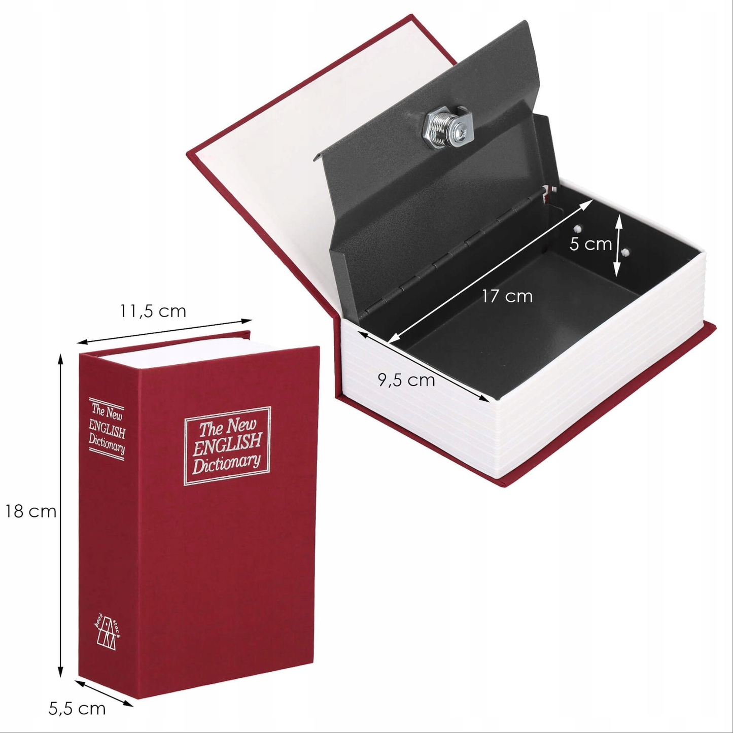 SPRINGOS® Book-Safe Metal Cash Box with Key Lock – Hidden Dictionary Safe